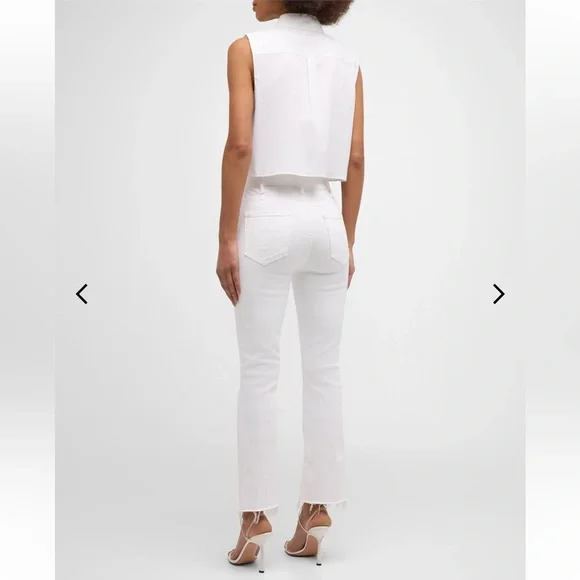 MOTHER The Hustler Ankle Fray Jeans White
